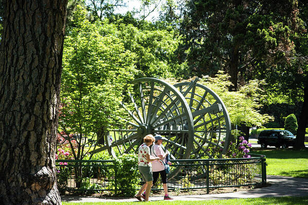 Park Walkers And Log Hauler Art Print featuring the photograph Park Walkers and Log Hauler by Tom Cochran