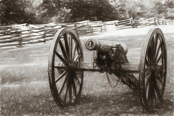 Battlefield Art Print featuring the photograph Pea Ridge Sketch 1 Sepia by James Barber