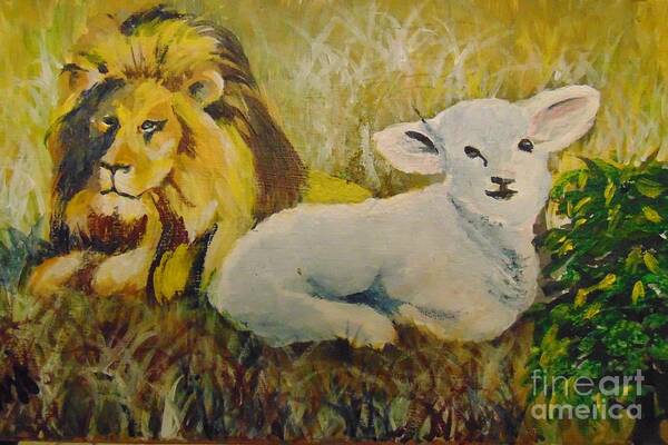 Lion Art Print featuring the painting Peace by Saundra Johnson