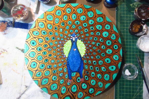  Art Print featuring the painting Peacock by Patricia Arroyo