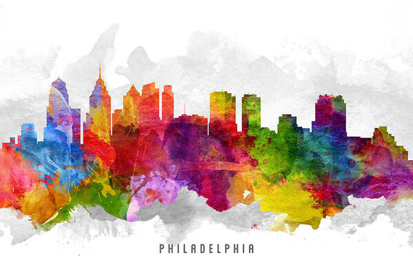 Philadelphia Art Print featuring the painting Philadelphia Pennsylvania Cityscape 13 by Aged Pixel