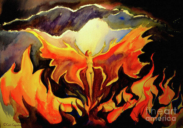 Flames Art Print featuring the painting Phoenix by Cori Caputo