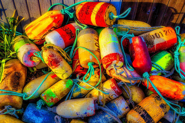 Pile Art Print featuring the photograph Pile Of Lobster Buoys by Garry Gay