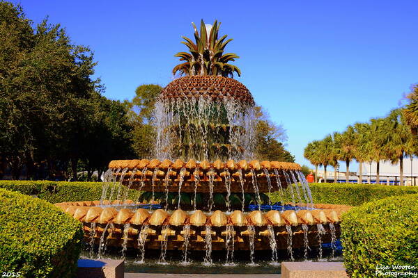 Pineapple Fountain Art Print featuring the photograph Pineapple Fountain Charleston SC by Lisa Wooten