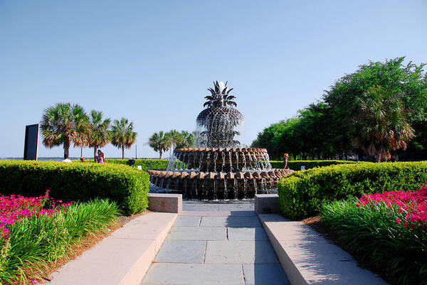 Photography Art Print featuring the photograph Pineapple Fountain in Charleston by Susanne Van Hulst