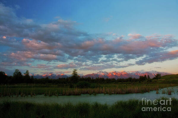 Mission Mountains Art Print featuring the photograph Pink at Night by Katie LaSalle-Lowery