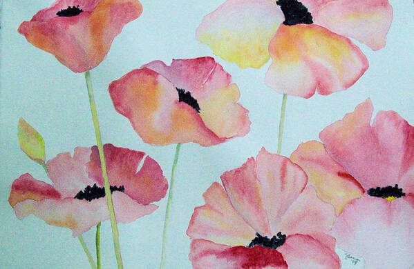 Poppies Art Print featuring the painting Pink Poppies by Elise Boam