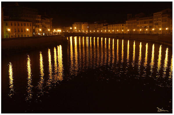 Pisa Art Print featuring the photograph Pisa at Night by Peggy Dietz