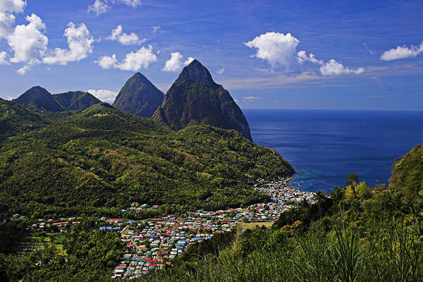 Pitons Art Print featuring the photograph Pitons St Lucia by Chester Williams