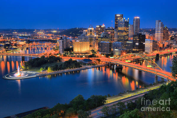 Pittsburgh Art Print featuring the photograph Pittsburgh Evening Glow by Adam Jewell