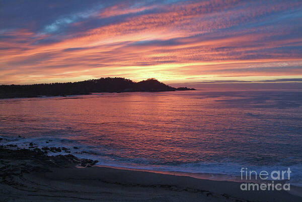 Nature Art Print featuring the photograph Point Lobos Red Sunset by Charlene Mitchell