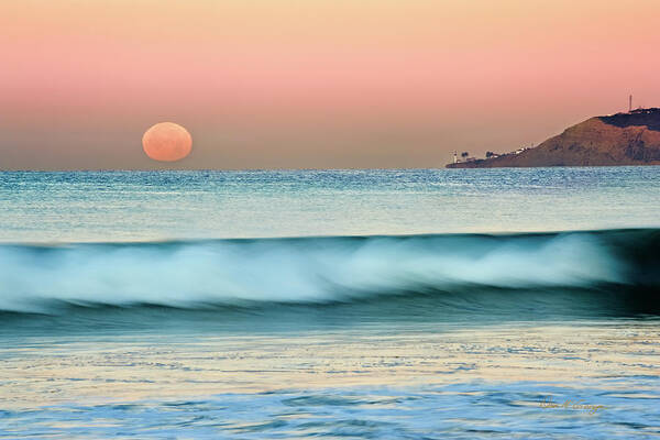 Point Loma Art Print featuring the photograph Point Loma Moonset by Dan McGeorge