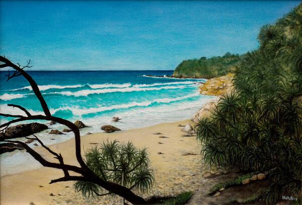 Seascape; Point Perry Art Print featuring the painting Point Perry Coolum Beach by Joe Michelli