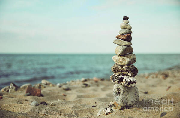 Stones Art Print featuring the photograph Poised by Hannes Cmarits