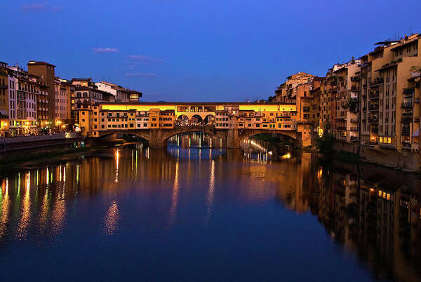 Ponte Vecchio Art Print featuring the photograph Ponte Vecchio Dusk by Harry Spitz