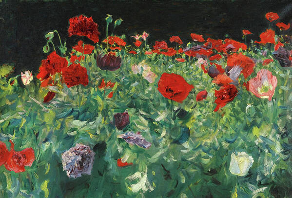 John Singer Sargent Art Print featuring the painting Poppies. A Study of Poppies for Carnation Lily Lily Rose by John Singer Sargent