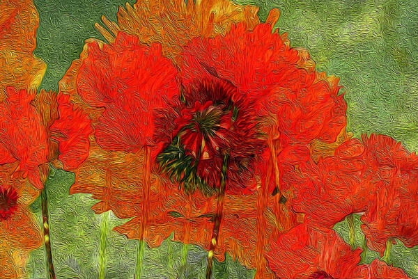  Bright Art Print featuring the digital art Poppy Field 14 by Lynda Lehmann