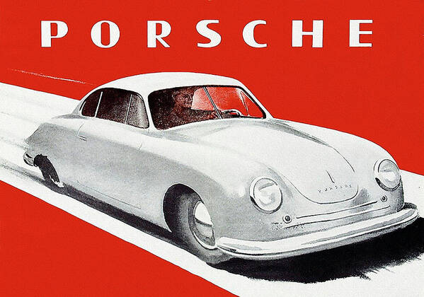 Porsche 356 Art Print featuring the painting Porsche 356 Vintage Ad by Big 88 Artworks