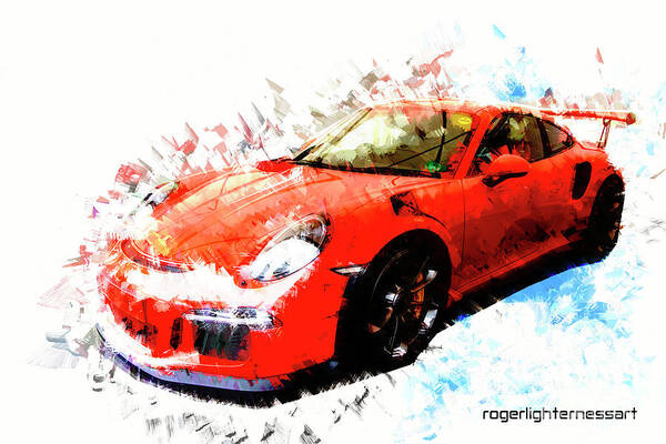 Porsche Art Print featuring the digital art Porsche 911 GTS by Roger Lighterness