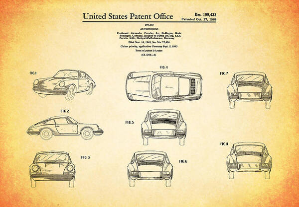 Porsche 911 Patent Art Print featuring the photograph Porsche 911 Patent by Mark Rogan