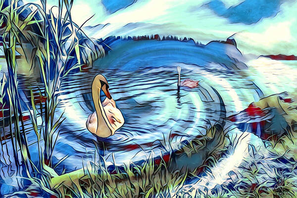 Swans Art Print featuring the digital art Portal to the New World by Pennie McCracken