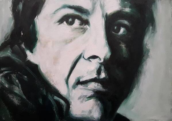 Leonard Cohen Art Print featuring the painting Portrait of Leonard Cohen by Christel Roelandt
