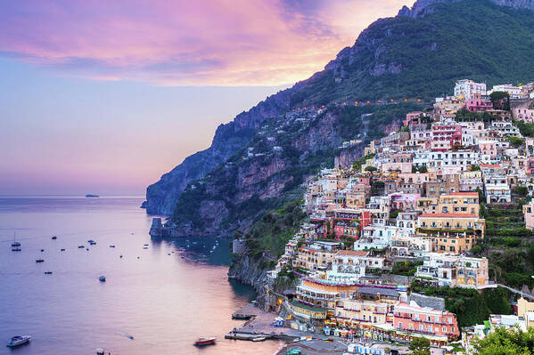 Blue Art Print featuring the photograph Positano, Amalfi Coast, Italy by Francesco Riccardo Iacomino