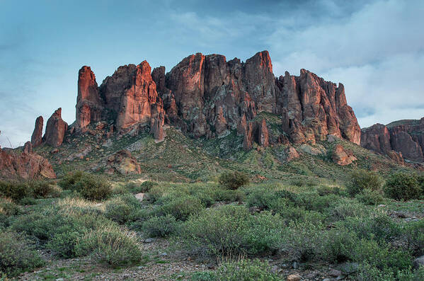 Superstition Mountains Art Print featuring the photograph Post-Dusk Superstitions by Greg Nyquist