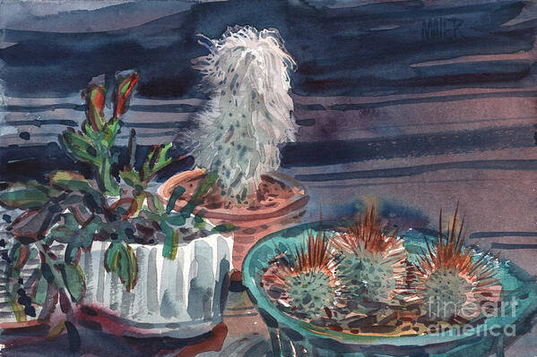 Cactus Art Print featuring the painting Potted Cactus by Donald Maier