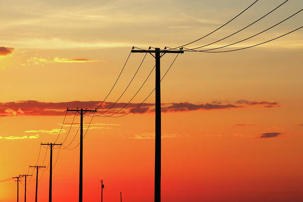 Electrical Art Print featuring the photograph Power Line Silhouette by Todd Klassy