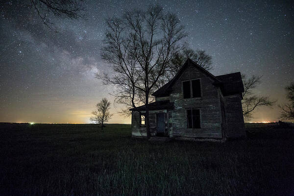 Sky Art Print featuring the photograph Prairie Gold and Milky Way by Aaron J Groen