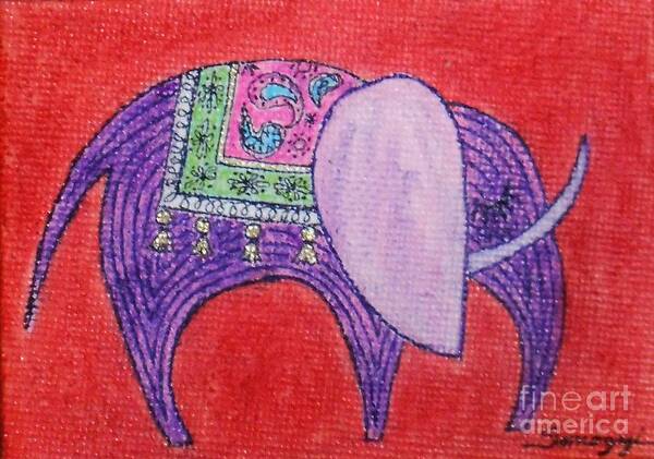 Elephant Art Print featuring the drawing Pretty Pachyderm -- Whimsical Elephant by Jayne Somogy