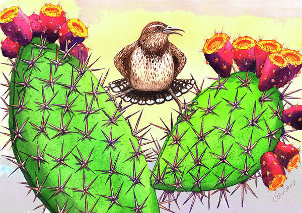 Wren Art Print featuring the painting Prickly by Catherine G McElroy