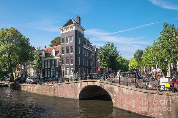 Amsterdam Art Print featuring the photograph Prinsengracht Canal Street Scene, Amsterdam, Netherlands by Philip Preston