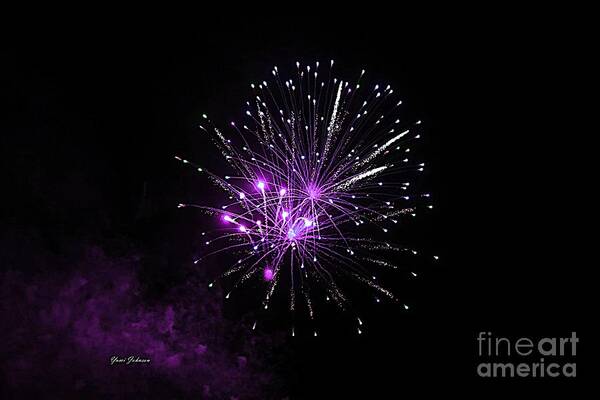 Fireworks Art Print featuring the photograph Purple sparkle in the Sky by Yumi Johnson