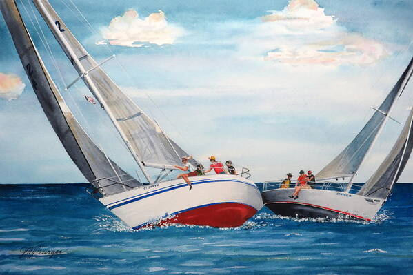 Sailing Art Print featuring the painting Race Day by Joseph Burger