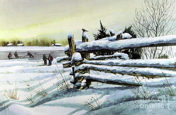 Landscape Art Print featuring the painting Rail Fence by William Band