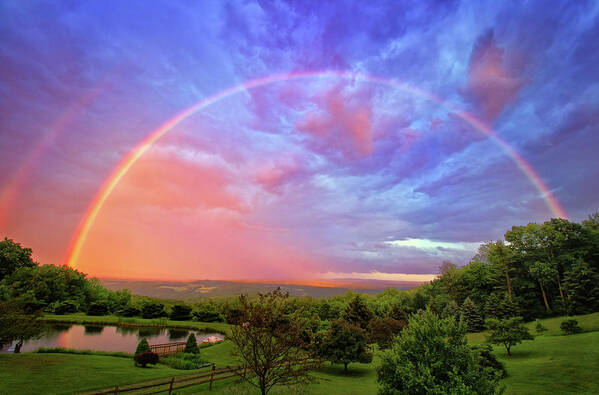 Rainbow Over The Valley Art Print featuring the photograph Rainbow over the Valley by Carolyn Derstine