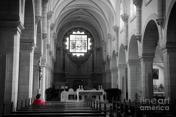 Red Art Print featuring the photograph Red and Mono, Church of Bethlehem by Perry Rodriguez