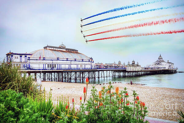 Red Arrows Art Print featuring the digital art Red Arrows Eastbourne Pier by Airpower Art