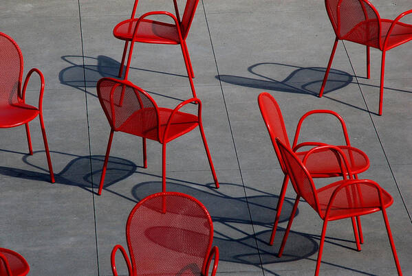 Urban Art Print featuring the photograph Red Chairs by Stuart Allen