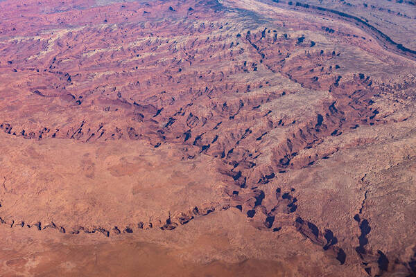 Georgia Mizuleva Art Print featuring the photograph Red Earth - Flying Over Meandering Canyons Rverbeds and Mesas by Georgia Mizuleva