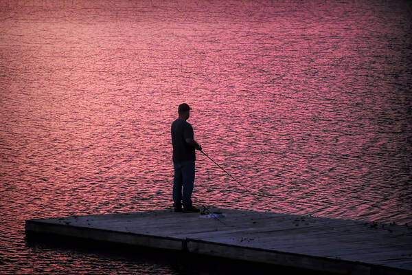 Red Sky Fishing Art Print featuring the photograph Red Sky Fishing by Pat Cook