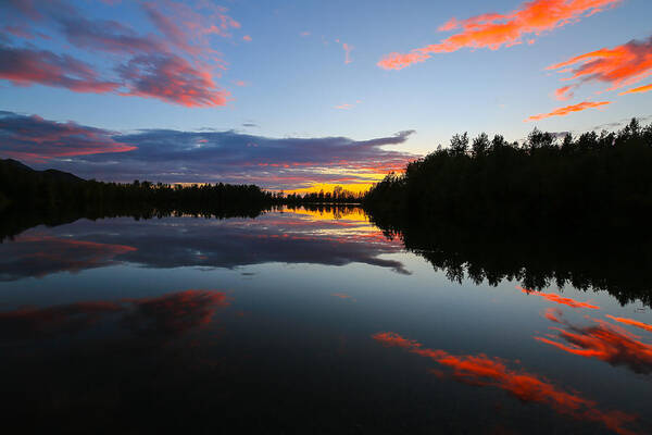 Sam Amato Photography Art Print featuring the photograph Reflection Lake Alaska Sunset by Sam Amato