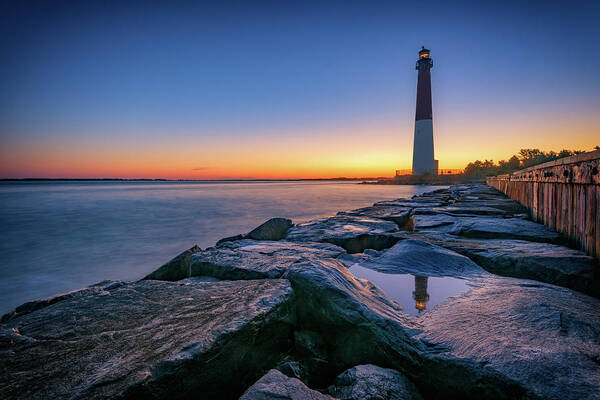 Old Barney Art Print featuring the photograph Reflections of Barnegat Light by Rick Berk