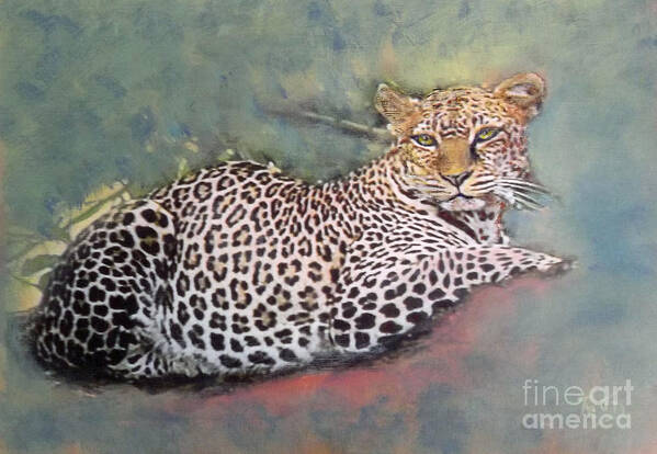 Leopard Art Print featuring the painting Resting Leopard by Richard James Digance