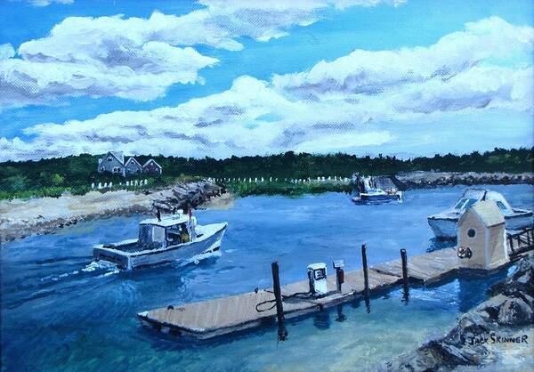 Seascape Art Print featuring the painting Returning to Sesuit Harbor by Jack Skinner