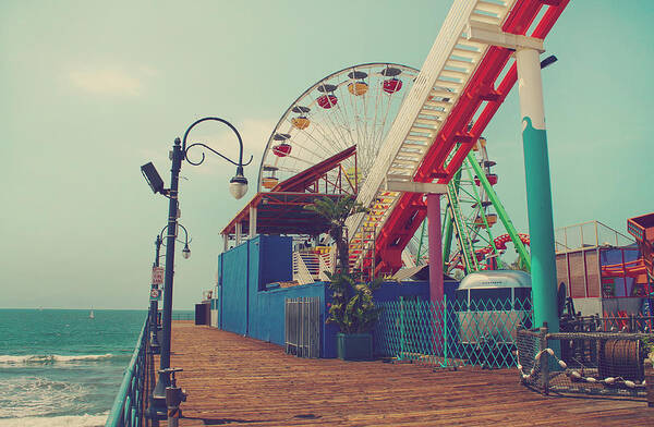 Santa Monica Pier Art Print featuring the photograph Ride it Out by Laurie Search