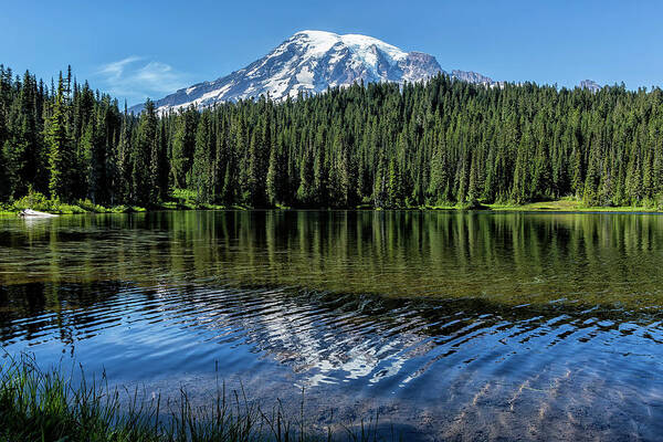 Mount Rainier Art Print featuring the photograph Ripples and Reflection, Mt Rainier by Belinda Greb