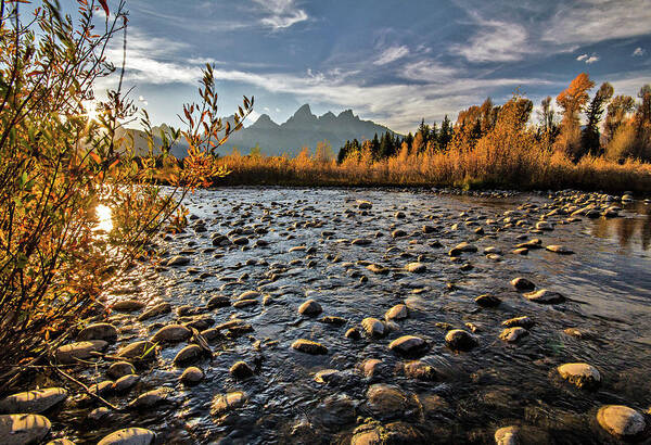 Grand Tetons Art Print featuring the photograph River in the Tetons by Wesley Aston